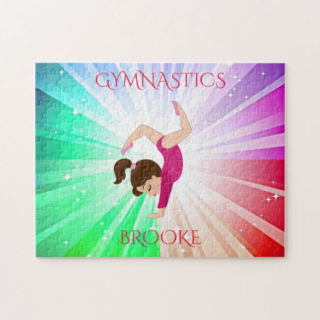 " GYMNASTICS" lights puzzle with gymnast. (Horizontal)