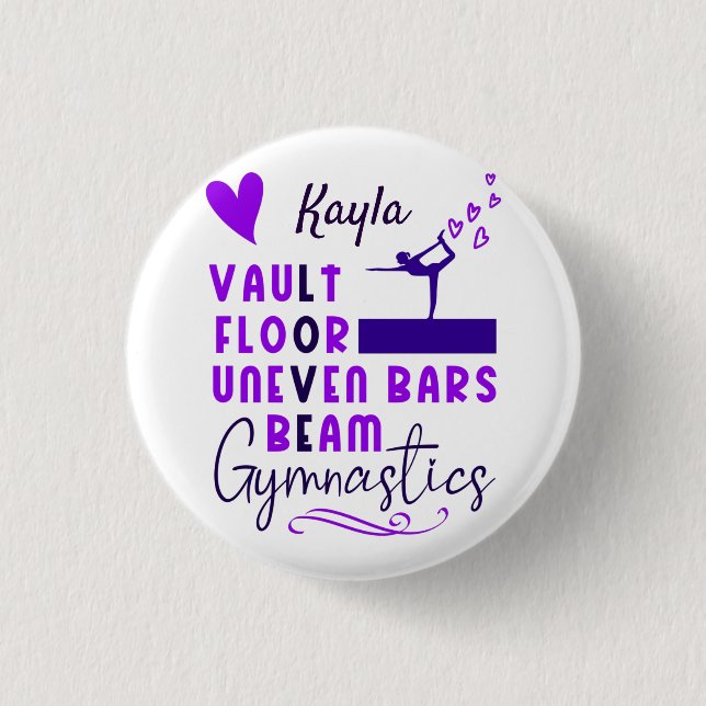 Gymnastics Love Vault Floor Uneven Bars Beam    3 Cm Round Badge (Front)