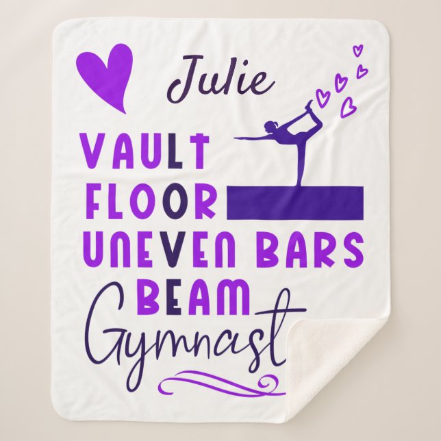 Gymnastics Love Vault Floor Uneven Bars Beam  Sherpa Blanket (Front)