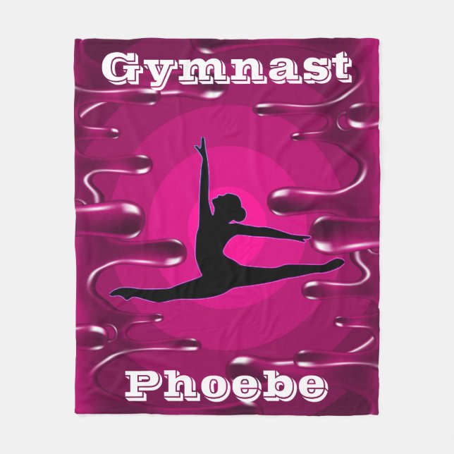 Gymnastics Magenta Wet Paint Fleece Blanket (Front)