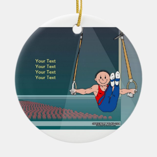 Gymnastics - Male Ceramic Tree Decoration (Front)