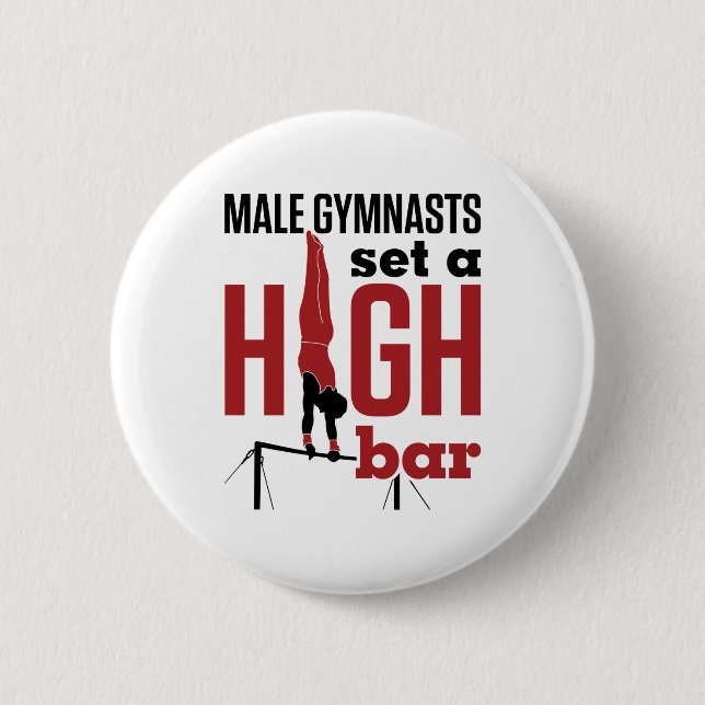 Gymnastics Men Boys Male Gymnasts Set a High Bar 6 Cm Round Badge (Front)
