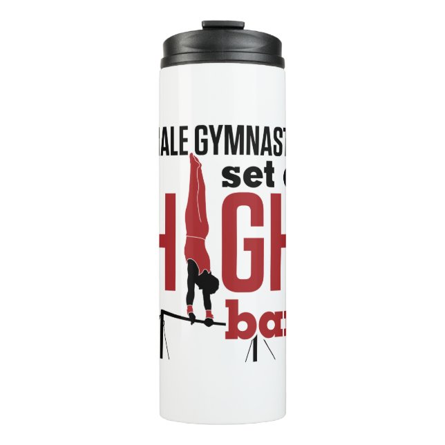 Gymnastics Men Boys Male Gymnasts Set a High Bar Thermal Tumbler (Front)