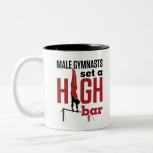 Gymnastics Men Boys Male Gymnasts Set a High Bar Two-Tone Coffee Mug