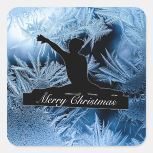 Gymnastics "Merry Christmas" Frozen  Square Sticker