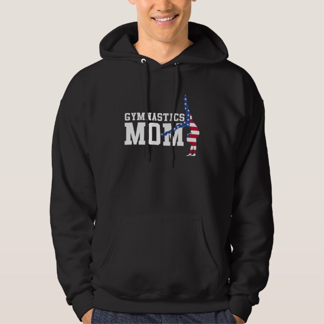 Gymnastics Mom Gymnast Mother Parent American Flag Hoodie (Front)
