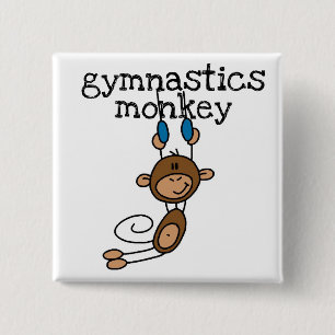 Gymnastics Monkey 15 Cm Square Badge