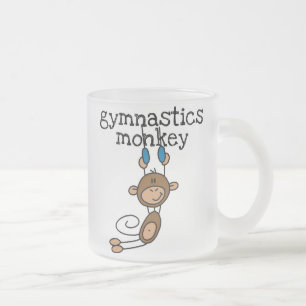 Gymnastics Monkey Frosted Glass Coffee Mug