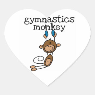 Gymnastics Monkey Heart Sticker