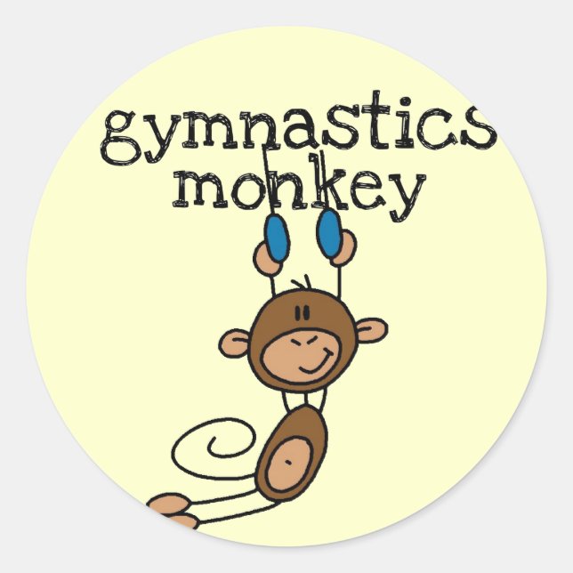 Gymnastics Monkey Tshirts and Gifts Classic Round Sticker (Front)