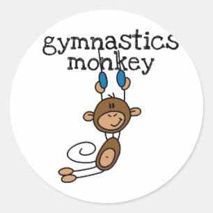 Gymnastics Monkey Tshirts and Gifts Classic Round Sticker