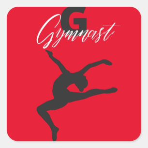 Gymnastics Monogram G is for Gymnast Square Sticker