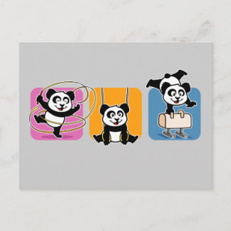 Gymnastics Pandas Postcard