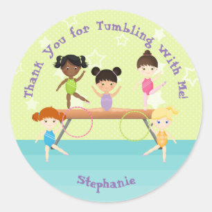 Gymnastics Party Classic Round Sticker