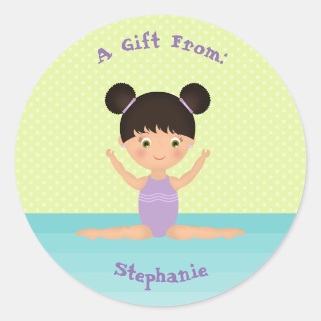 Gymnastics Party Classic Round Sticker (Front)
