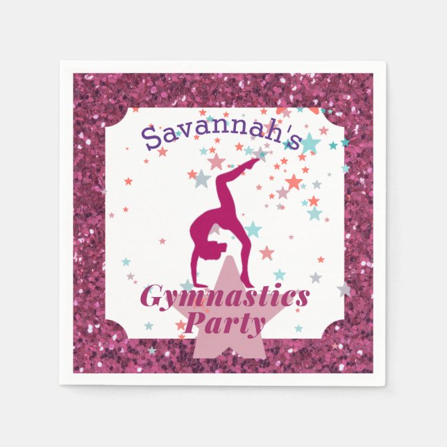 Gymnastics Party Glitter & Stars    Napkin (Front)
