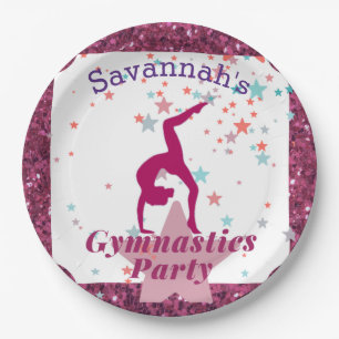 Gymnastics Party Glitter & Stars  Paper Plate