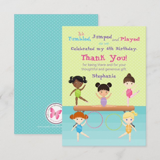 Gymnastics Party Invitation (Front/Back)