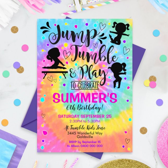 Gymnastics Party Invitation Jump Tumble Play (Creator Uploaded)
