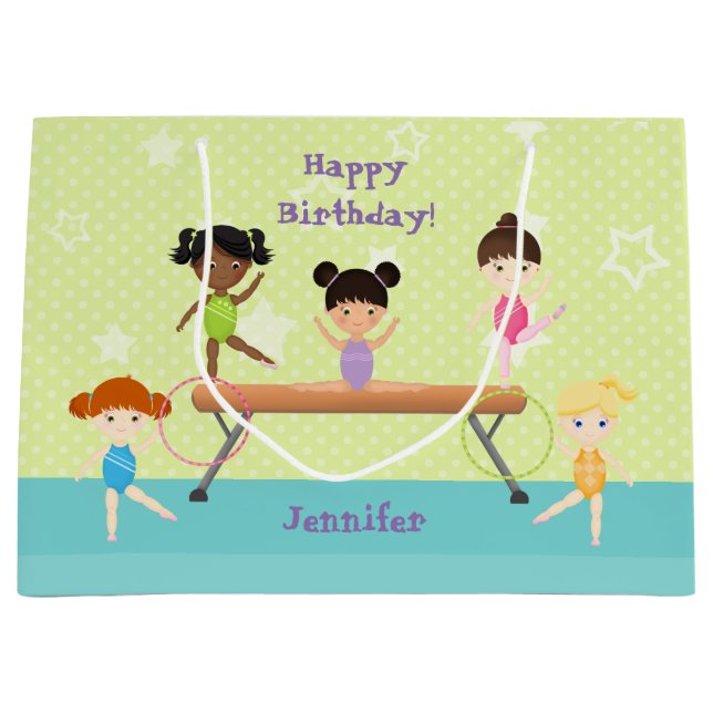 Gymnastics Party Large Gift Bag (Front)