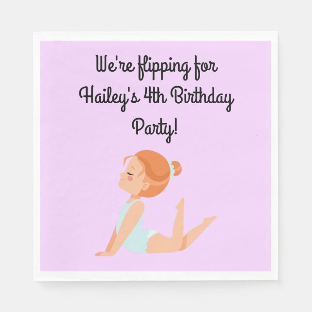 Gymnastics Party Personalised Napkins (Front)