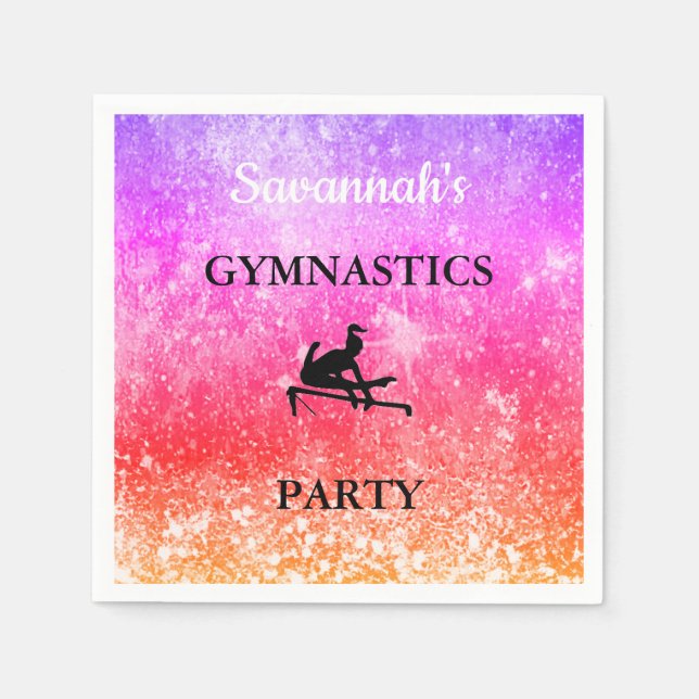 GYMNASTICS PARTY Personalised Set of 50 NAPKINS (Front)