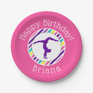 Gymnastics Party Pink Girl Paper Plate