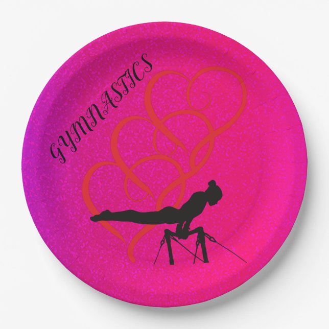 Gymnastics party plates for girl's. (Front)