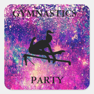 GYMNASTICS PARTY SQUARE STICKERS