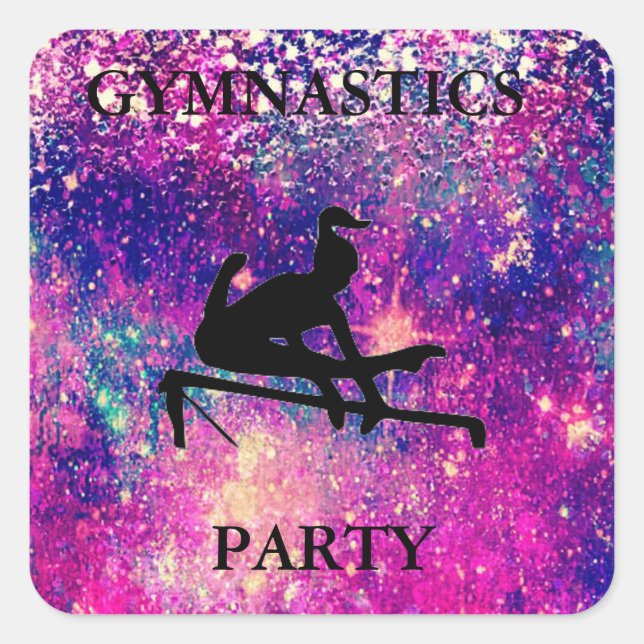 GYMNASTICS PARTY SQUARE STICKERS (Front)