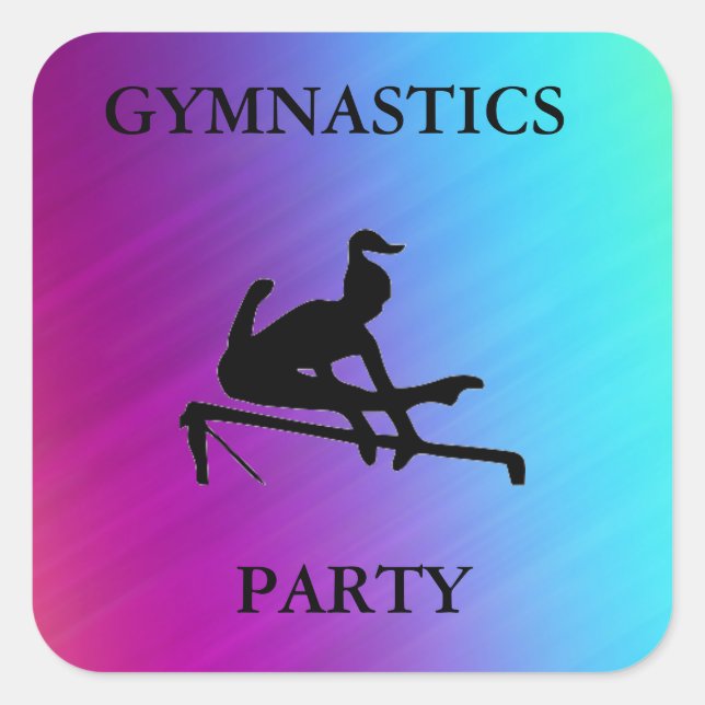 GYMNASTICS PARTY SQUARE STICKERS (Front)
