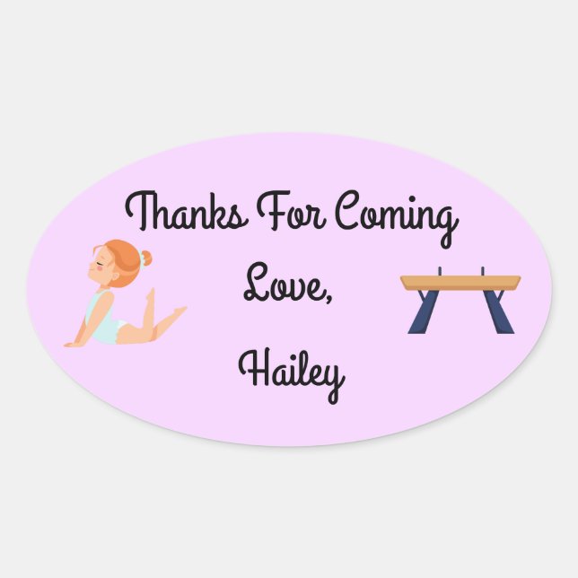 Gymnastics Party Thank You Sticker (Front)