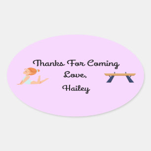 Gymnastics Party Thank You Sticker