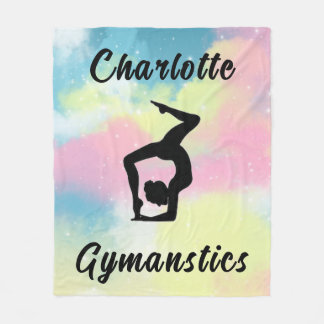 Gymnastics Pastel Pink Blue Yellow Personalised Fleece Blanket
