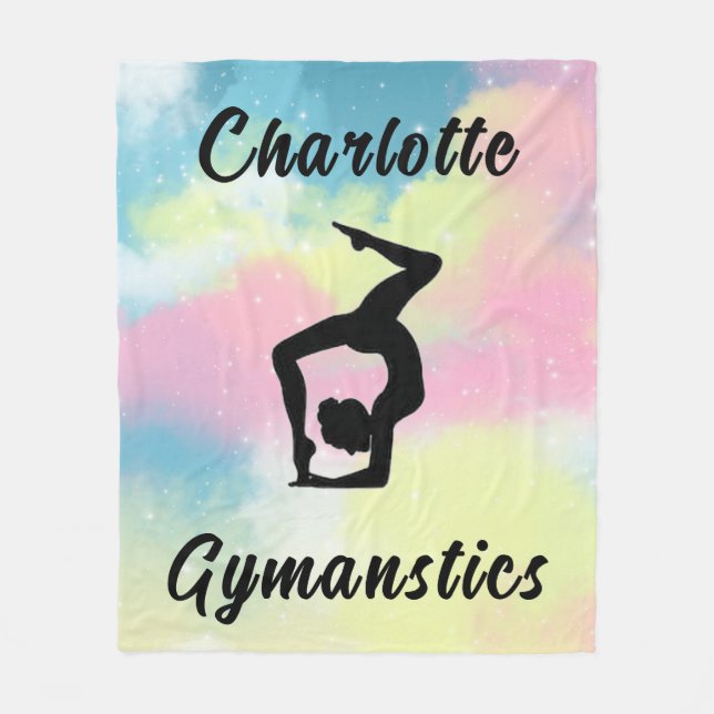 Gymnastics Pastel Pink Blue Yellow Personalised Fleece Blanket (Front)