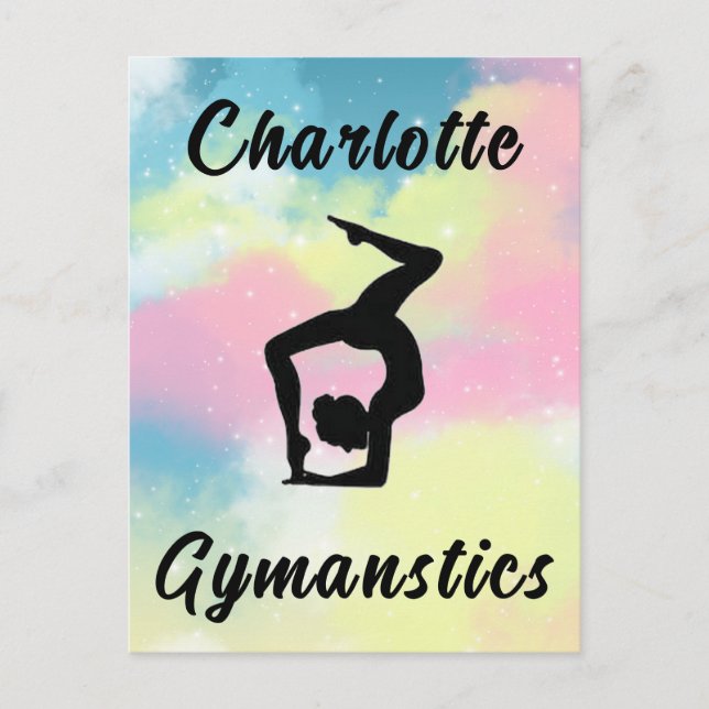 Gymnastics Pastel Pink Blue Yellow Personalised Postcard (Front)