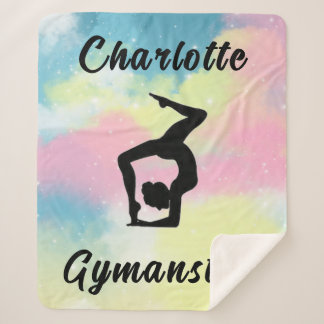 Gymnastics Pastel Pink Blue Yellow Personalised Sherpa Blanket