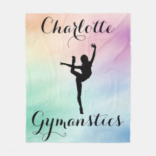 Gymnastics Pastel Purple Green Personalised Fleece Blanket