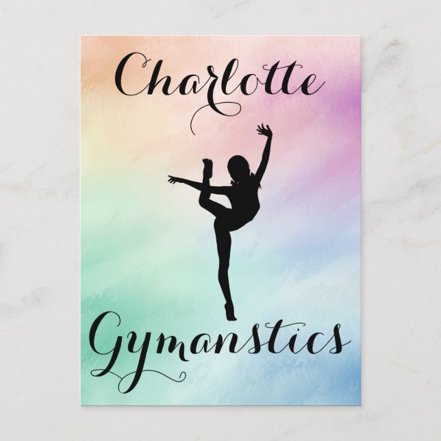 Gymnastics Pastel Purple Green Personalised Postcard (Front)