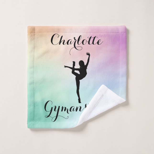 Gymnastics Pastel Purple Green Personalised Wash Cloth (Wash Cloth)
