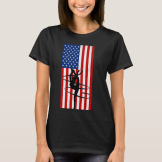 Gymnastics Patriotic American USA Flag Girls Gymna T-Shirt