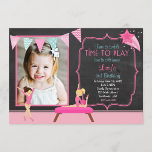 Gymnastics Pendants Birthday Invitation