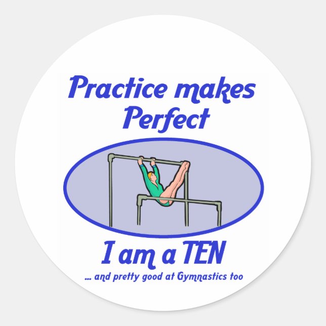 Gymnastics Perfect 10 Classic Round Sticker (Front)