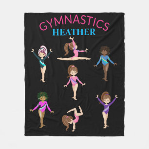 Gymnastics personalised 7 gymnast kids blanket. fl fleece blanket