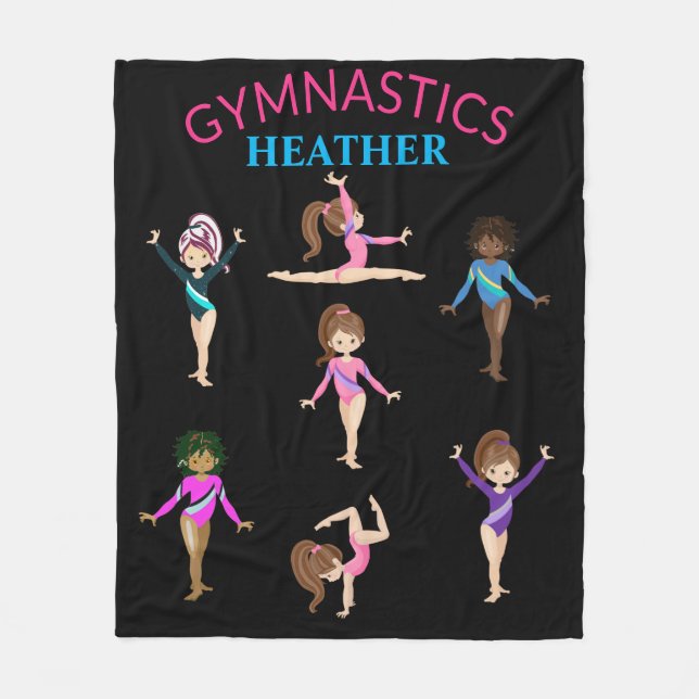 Gymnastics personalised 7 gymnast kids blanket. fl fleece blanket (Front)