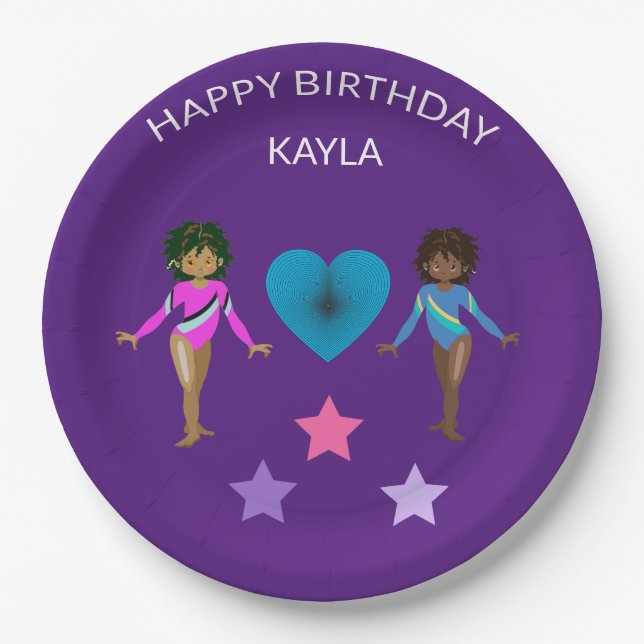 Gymnastics personalised BIRTHDAY PAPER PLATES (Front)