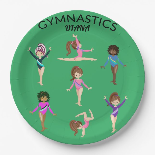 Gymnastics personalised gymnast PAPER PLATES (Front)