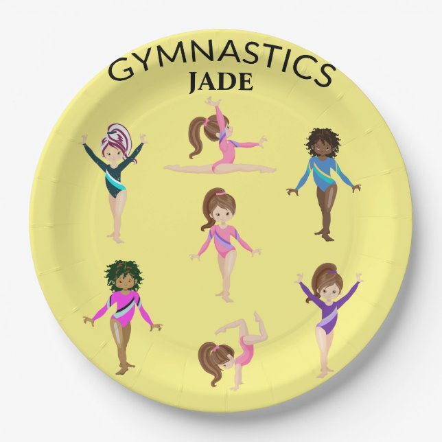 Gymnastics personalised gymnast PAPER PLATES (Front)