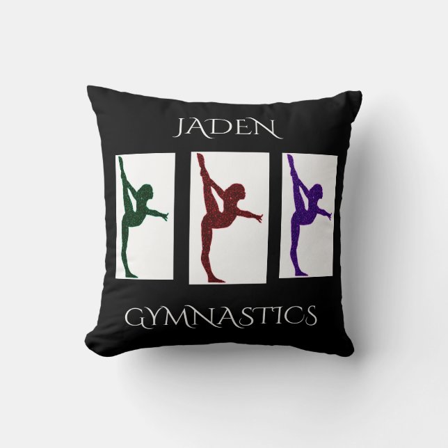 Gymnastics personalised name throw pillow. cushion (Front)