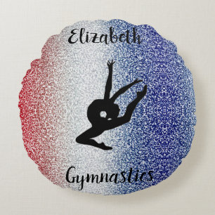 Gymnastics Personalised Red White Blue Round Cushion